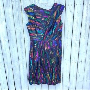 Milly New York Cate Silk Rainbow Feather Dress 8